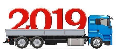 110222557-truck-with-2019-new-year-concept-3d-rendering-isolated-on-white-background